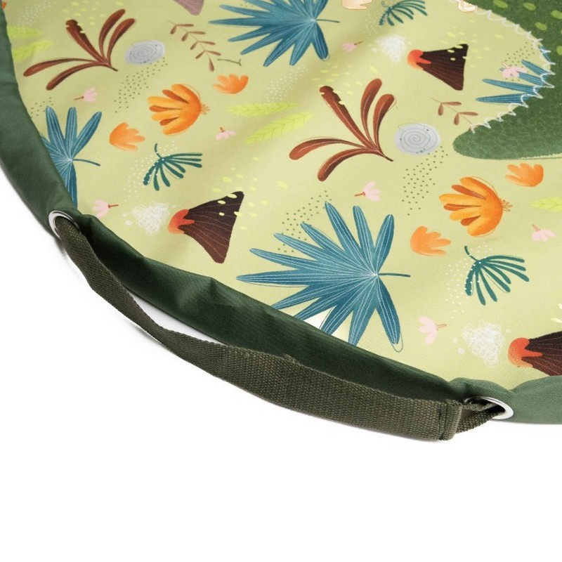 Sacco portagiochi trasformabile in tappeto verde decorato con dinosauro, un 2 in 1 ideale per i tuoi bambini!